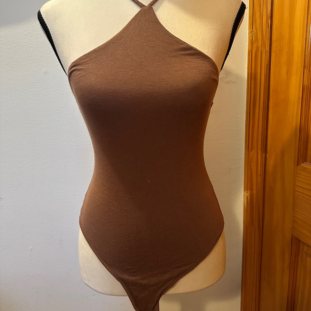 Brown Halter Bodysuit